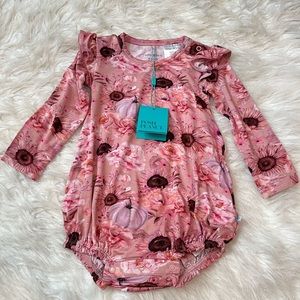 Posh peanut fall pumpkin pink long sleeve romper